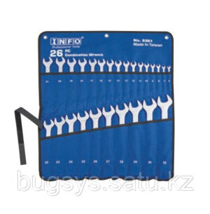НАБОР КЛЮЧЕЙ РОЖКОВО-НАКИДНЫХ НА ПОЛОТНЕ 26 ПР. (6-32 ММ) INFO